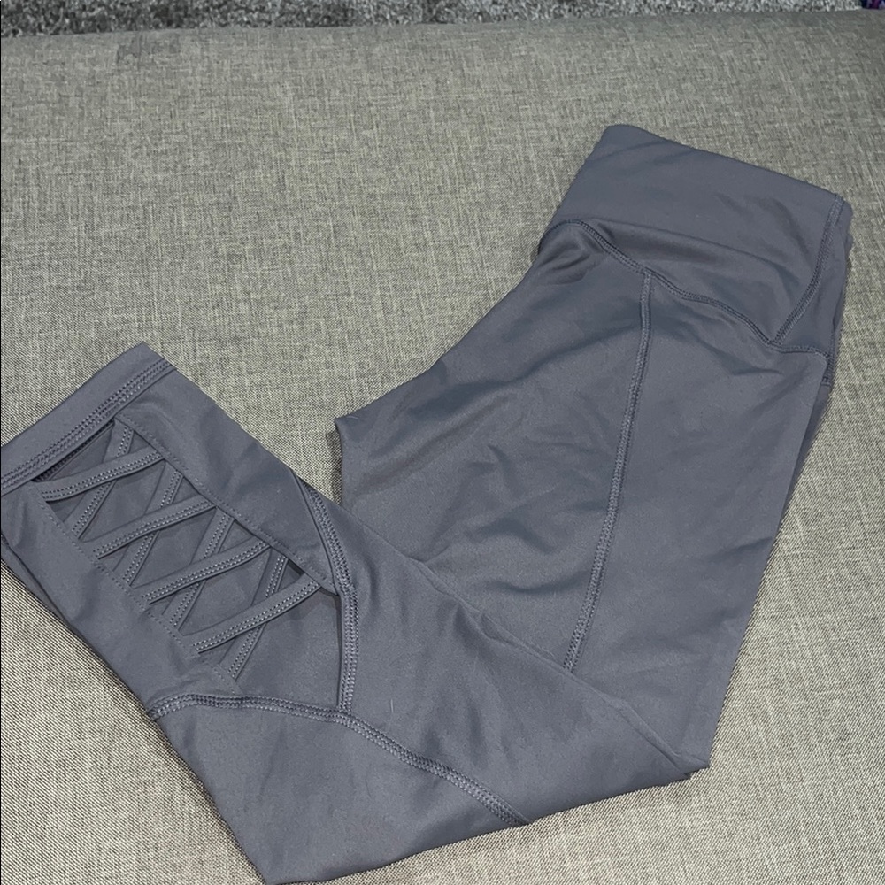 Active Life Charcoal Leggings with Lattice Design